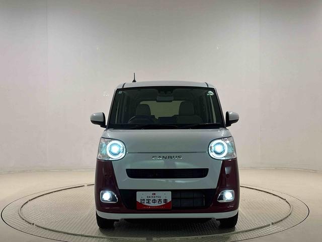 ムーヴキャンバスストライプスＧＬＥＤオートライト・フォグランプ　電動パーキングブレーキ　プッシュボタンスタート　セキュリティアラーム　バックカメラ　両側パワースライドドアウエルカムオープン機能　オート電動格納式ドアミラー（広島県）の中古車