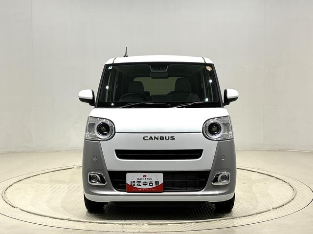 ムーヴキャンバスストライプスＧＬＥＤオートライト・フォグランプ　電動パーキングブレーキ　プッシュボタンスタート　セキュリティアラーム　バックカメラ　両側パワースライドドアウエルカムオープン機能　オート電動格納式ドアミラー（広島県）の中古車