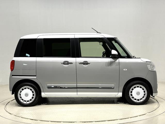 ムーヴキャンバスストライプスＧＬＥＤオートライト・フォグランプ　電動パーキングブレーキ　プッシュボタンスタート　セキュリティアラーム　バックカメラ　両側パワースライドドアウエルカムオープン機能　オート電動格納式ドアミラー（広島県）の中古車