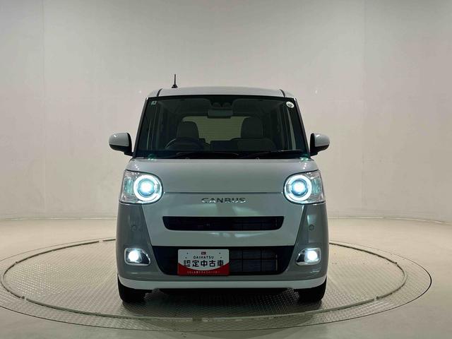 ムーヴキャンバスストライプスＧＬＥＤオートライト・フォグランプ　電動パーキングブレーキ　プッシュボタンスタート　セキュリティアラーム　バックカメラ　両側パワースライドドアウエルカムオープン機能　オート電動格納式ドアミラー（広島県）の中古車