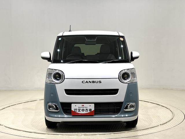 ムーヴキャンバスストライプスＧターボ　２トーンカラー　バックカメラ付ＬＥＤオートライト・フォグランプ　電動パーキングブレーキ　プッシュボタンスタート　セキュリティアラーム　バックカメラ　両側パワースライドドアウエルカムオープン機能　オート電動格納式ドアミラー（広島県）の中古車