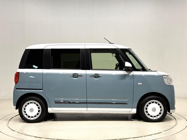 ムーヴキャンバスストライプスＧターボ　２トーンカラー　バックカメラ付ＬＥＤオートライト・フォグランプ　電動パーキングブレーキ　プッシュボタンスタート　セキュリティアラーム　バックカメラ　両側パワースライドドアウエルカムオープン機能　オート電動格納式ドアミラー（広島県）の中古車