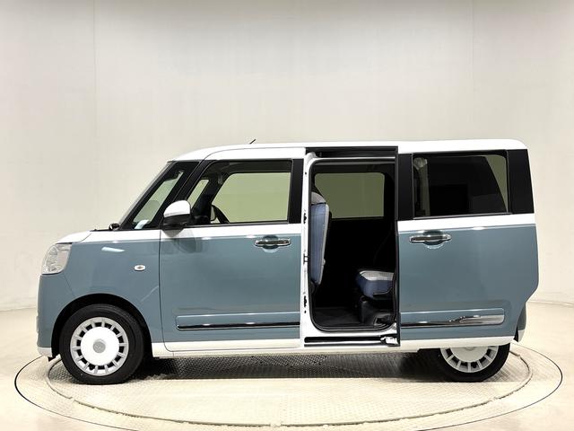 ムーヴキャンバスストライプスＧターボ　２トーンカラー　バックカメラ付ＬＥＤオートライト・フォグランプ　電動パーキングブレーキ　プッシュボタンスタート　セキュリティアラーム　バックカメラ　両側パワースライドドアウエルカムオープン機能　オート電動格納式ドアミラー（広島県）の中古車