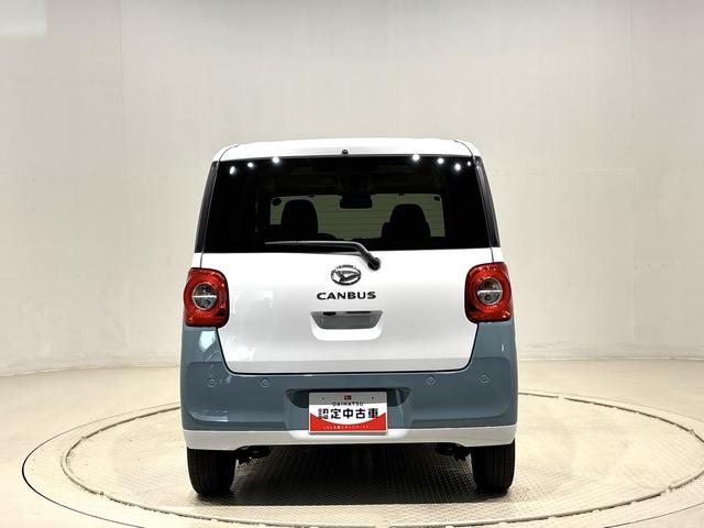 ムーヴキャンバスストライプスGターボLEDオートライト・フォグランプ 電動パーキングブレーキ プッシュボタンスタート セキュリティアラーム バックカメラ 両側パワースライドドアウエルカムオープン機能 オート電動格納式ドアミラー(広島県)の中古車