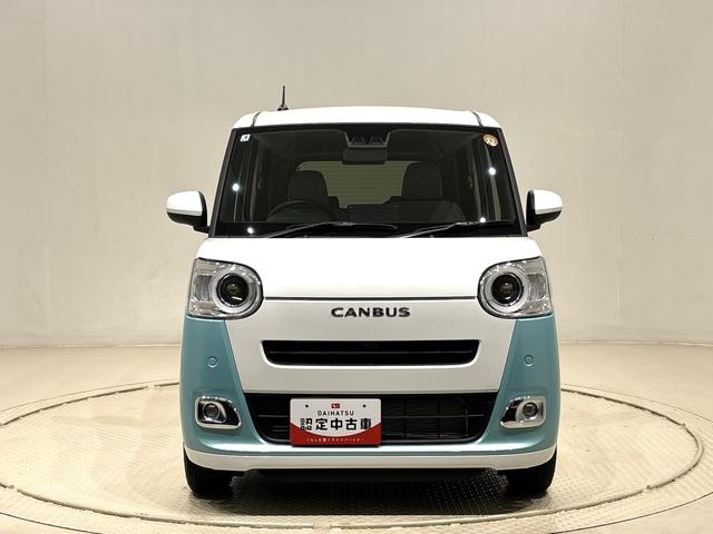 ムーヴキャンバスストライプスＧ　バックモニター対応カメラ　シートヒーターＬＥＤオートライト・フォグランプ　電動パーキングブレーキ　プッシュボタンスタート　セキュリティアラーム　バックカメラ　両側パワースライドドアウエルカムオープン機能　オート電動格納式ドアミラー（広島県）の中古車