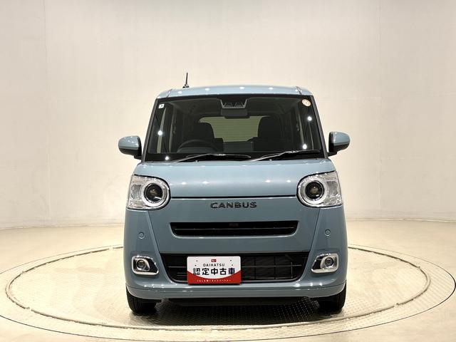 ムーヴキャンバスセオリーＧ　バックカメラ付き　前席シートヒーターＬＥＤオートライト・フォグランプ　電動パーキングブレーキ　プッシュボタンスタート　セキュリティアラーム　バックカメラ　両側パワースライドドアウエルカムオープン機能　オート電動格納式ドアミラー（広島県）の中古車