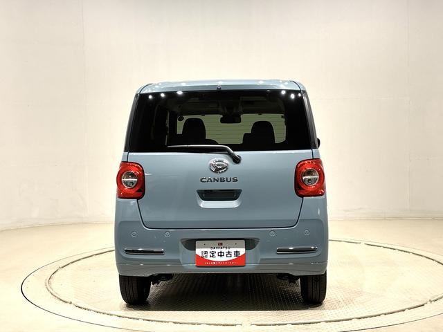 ムーヴキャンバスセオリーＧ　バックカメラ付き　前席シートヒーターＬＥＤオートライト・フォグランプ　電動パーキングブレーキ　プッシュボタンスタート　セキュリティアラーム　バックカメラ　両側パワースライドドアウエルカムオープン機能　オート電動格納式ドアミラー（広島県）の中古車