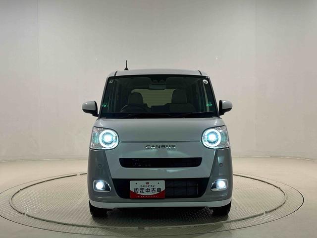 ムーヴキャンバスストライプスＧターボＬＥＤオートライト・フォグランプ　電動パーキングブレーキ　プッシュボタンスタート　セキュリティアラーム　バックカメラ　両側パワースライドドアウエルカムオープン機能　オート電動格納式ドアミラー（広島県）の中古車