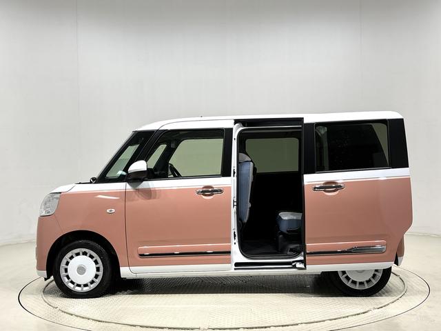 ムーヴキャンバスストライプスＧ　バックモニター　両側シートヒーターＬＥＤオートライト・フォグランプ　電動パーキングブレーキ　プッシュボタンスタート　セキュリティアラーム　バックカメラ　両側パワースライドドアウエルカムオープン機能　オート電動格納式ドアミラー（広島県）の中古車