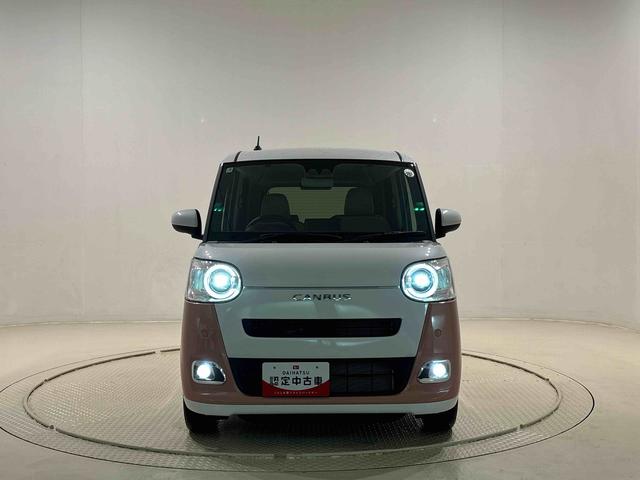 ムーヴキャンバスストライプスＧ　バックモニター　両側シートヒーターＬＥＤオートライト・フォグランプ　電動パーキングブレーキ　プッシュボタンスタート　セキュリティアラーム　バックカメラ　両側パワースライドドアウエルカムオープン機能　オート電動格納式ドアミラー（広島県）の中古車