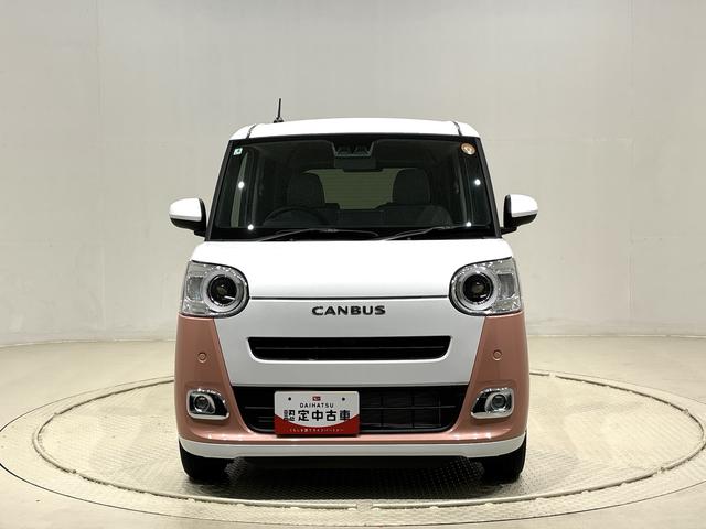 ムーヴキャンバスストライプスＧＬＥＤオートライト・フォグランプ　電動パーキングブレーキ　プッシュボタンスタート　セキュリティアラーム　バックカメラ　両側パワースライドドアウエルカムオープン機能　オート電動格納式ドアミラー（広島県）の中古車