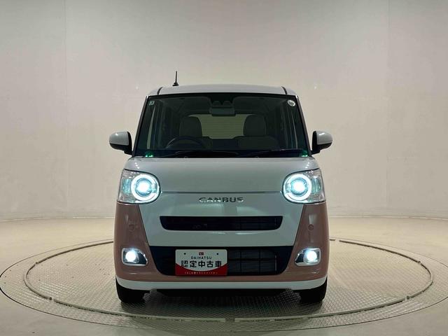 ムーヴキャンバスストライプスＧＬＥＤオートライト・フォグランプ　電動パーキングブレーキ　プッシュボタンスタート　セキュリティアラーム　バックカメラ　両側パワースライドドアウエルカムオープン機能　オート電動格納式ドアミラー（広島県）の中古車