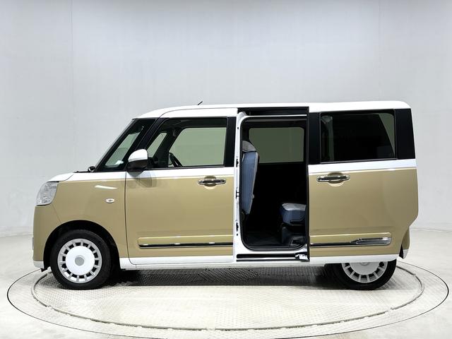 ムーヴキャンバスストライプスＧ　バックモニター対応　電動パーキングブレーキＬＥＤオートライト・フォグランプ　電動パーキングブレーキ　プッシュボタンスタート　セキュリティアラーム　バックカメラ　両側パワースライドドアウエルカムオープン機能　オート電動格納式ドアミラー（広島県）の中古車