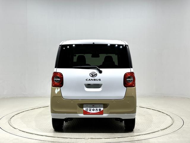 ムーヴキャンバスストライプスＧ　バックモニター対応　電動パーキングブレーキＬＥＤオートライト・フォグランプ　電動パーキングブレーキ　プッシュボタンスタート　セキュリティアラーム　バックカメラ　両側パワースライドドアウエルカムオープン機能　オート電動格納式ドアミラー（広島県）の中古車