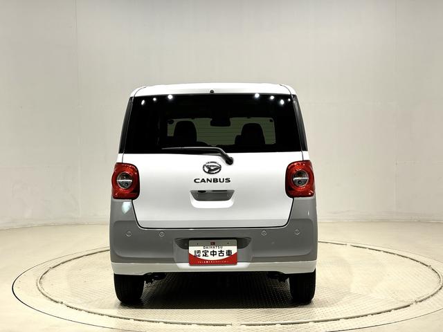 ムーヴキャンバスストライプスＧ　令和７年式　保証継承　未走行車保証継承・ＬＥＤオートライト・フォグランプ　電動パーキングブレーキ　プッシュボタンスタート　セキュリティアラーム　バックカメラ　両側パワースライドドアウエルカムオープン機能　オート電動格納式ドアミラー（広島県）の中古車