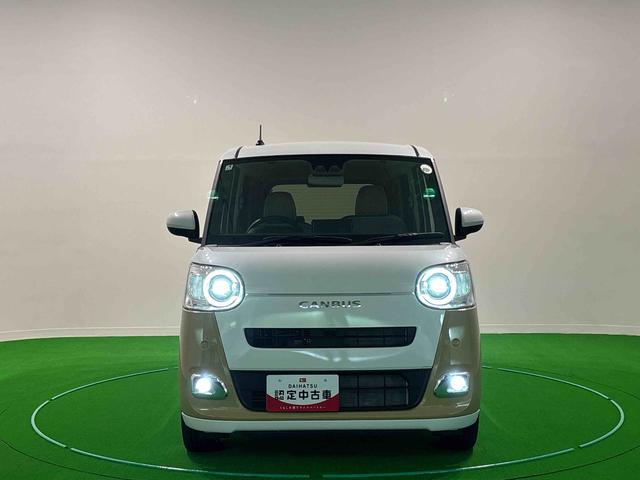 ムーヴキャンバスストライプスG バックモニター対応カメラ シートヒーターLEDオートライト・フォグランプ 電動パーキングブレーキ プッシュボタンスタート セキュリティアラーム バックカメラ 両側パワースライドドアウエルカムオープン機能 オート電動格納式ドアミラー(広島県)の中古車