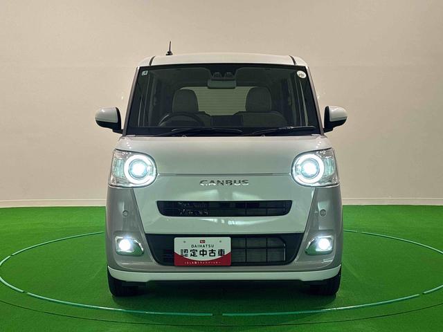 ムーヴキャンバスストライプスGターボ バックモニター 電動パーキングブレーキLEDオートライト・フォグランプ 電動パーキングブレーキ プッシュボタンスタート セキュリティアラーム バックカメラ 両側パワースライドドアウエルカムオープン機能 オート電動格納式ドアミラー(広島県)の中古車