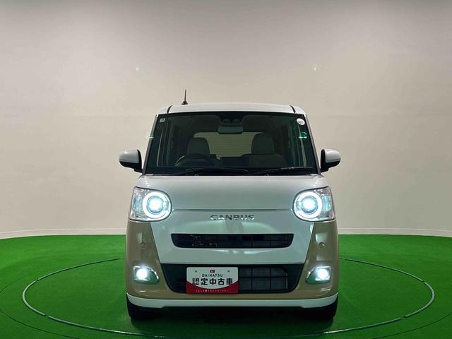 ムーヴキャンバスストライプスＧターボＬＥＤオートライト・フォグランプ　電動パーキングブレーキ　プッシュボタンスタート　セキュリティアラーム　バックカメラ　両側パワースライドドアウエルカムオープン機能　オート電動格納式ドアミラー　追従走行（広島県）の中古車
