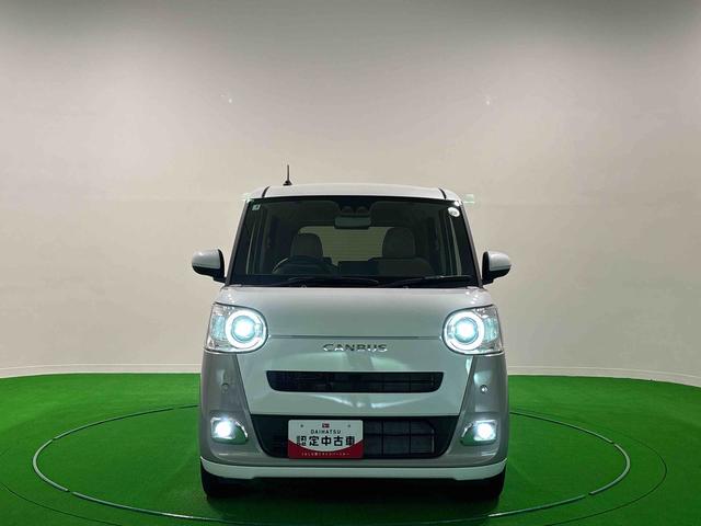 ムーヴキャンバスストライプスＧ　バックモニター対応　電動パーキングブレーキＬＥＤオートライト・フォグランプ　電動パーキングブレーキ　プッシュボタンスタート　セキュリティアラーム　バックカメラ　両側パワースライドドアウエルカムオープン機能　オート電動格納式ドアミラー（広島県）の中古車