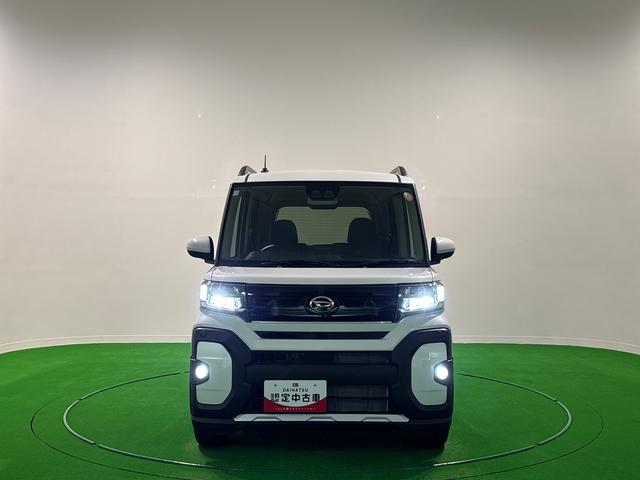 タントファンクロス 令和7年式LEDオートライト パワースライドドアウェルカムオープン機能 電動パーキングブレーキ 運転席助手席シートヒーター アルミホイール キーフリーシステム オート電動格納式ドアミラー(広島県)の中古車