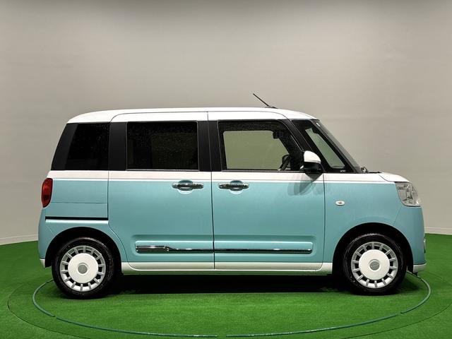 ムーヴキャンバスストライプスＧＬＥＤオートライト・フォグランプ　電動パーキングブレーキ　プッシュボタンスタート　セキュリティアラーム　バックカメラ　両側パワースライドドアウエルカムオープン機能　オート電動格納式ドアミラー（広島県）の中古車
