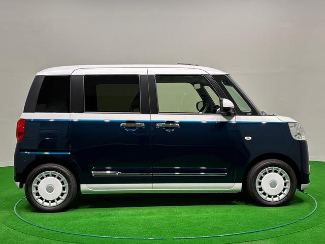 ムーヴキャンバスストライプスＧターボ　バックカメラ　電動パーキングブレーキ電動パーキングブレーキ　後席両側パワースライドドア　運転席・助手席シートヒーター　ＬＥＤヘッドライト・フォグランプ　オートライト　サイドエアバッグ　アイドリングストップ機能（広島県）の中古車