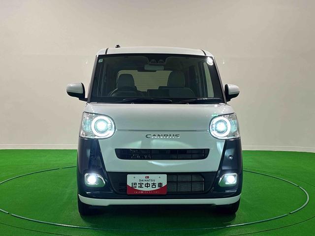 ムーヴキャンバスストライプスＧターボ　バックカメラ　電動パーキングブレーキ電動パーキングブレーキ　後席両側パワースライドドア　運転席・助手席シートヒーター　ＬＥＤヘッドライト・フォグランプ　オートライト　サイドエアバッグ　アイドリングストップ機能（広島県）の中古車