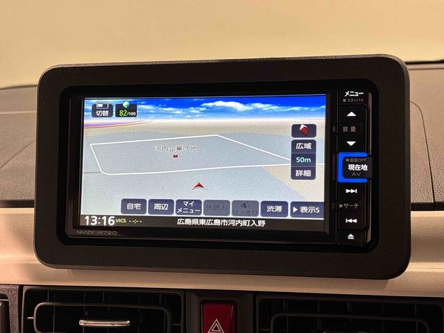 ムーヴキャンバスストライプスＧ　純正ナビゲーション　ドライブレコーダー純正ナビ装着用アップグレードパック　ＥＴＣ車載器　両側電動スライドドア　運転席・助手席シートヒーター　電動パーキングブレーキ＋オートホールドブレーキ機能　ＳＲＳサイドエアバッグ　キーフリーシステム（広島県）の中古車