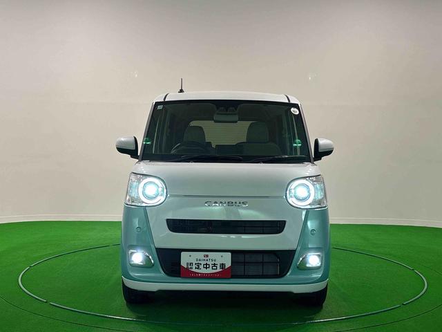 ムーヴキャンバスストライプスG 2トーンカラー バックカメラ シートヒーターLEDオートライト・フォグランプ 電動パーキングブレーキ プッシュボタンスタート セキュリティアラーム バックカメラ 両側パワースライドドアウエルカムオープン機能 オート電動格納式ドアミラー(広島県)の中古車