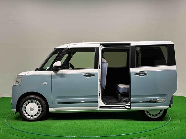 ムーヴキャンバスストライプスGBカメラ付 ハンズフリー両側電動ドア 衝突被害軽減装置 スマキー 電動格納 ハイビームアシスト エコアイドル レーンキープアシスト フロントベンチシート LEDヘッドライト シートヒーター キーフリー(広島県)の中古車