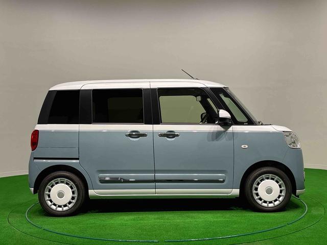 ムーヴキャンバスストライプスＧ　バックモニター対応　電動パーキングブレーキＬＥＤオートライト・フォグランプ　電動パーキングブレーキ　プッシュボタンスタート　セキュリティアラーム　バックカメラ　両側パワースライドドアウエルカムオープン機能　オート電動格納式ドアミラー（広島県）の中古車