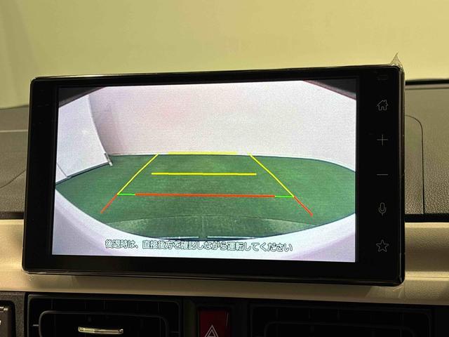 ムーヴキャンバスストライプスＧターボ　９インチディスプレイオーディオＬＥＤオートライト・フォグランプ　電動パーキングブレーキ　プッシュボタンスタート　セキュリティアラーム　バックカメラ　両側パワースライドドアウエルカムオープン機能　オート電動格納式ドアミラー（広島県）の中古車