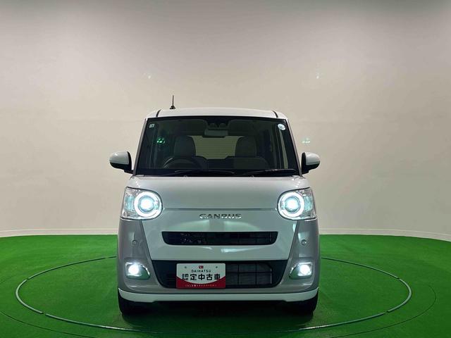 ムーヴキャンバスストライプスＧターボ　バックモニター対応カメラ　追従機能ＬＥＤオートライト・フォグランプ　電動パーキングブレーキ　プッシュボタンスタート　セキュリティアラーム　バックカメラ　両側パワースライドドアウエルカムオープン機能　オート電動格納式ドアミラー（広島県）の中古車