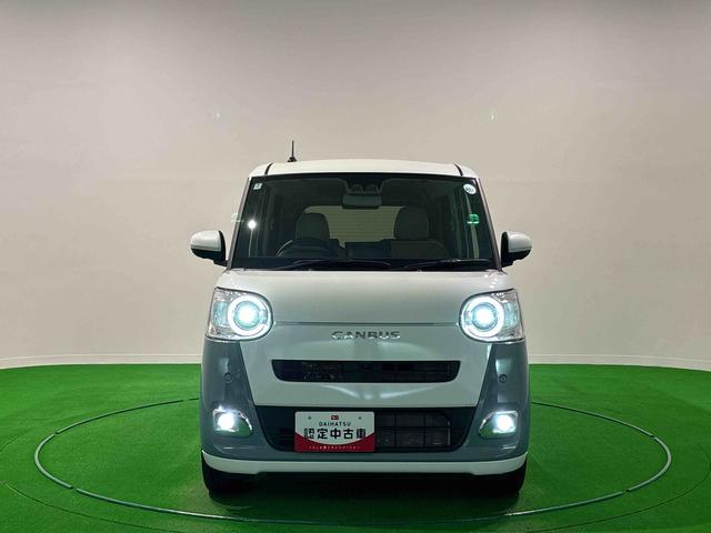 ムーヴキャンバスストライプスGターボディスプレイオーディオ パノラマモニターLEDオートライト・フォグランプ 電動パーキングブレーキ プッシュボタンスタート セキュリティアラーム バックカメラ 両側パワースライドドアウエルカムオープン機能 オート電動格納式ドアミラー(広島県)の中古車