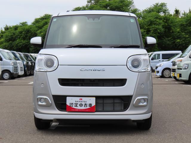 ムーヴキャンバスストライプスG2WD CVT 660cc 両側電動スライドドア オートエアコン シートヒーター 衝突被害軽減ブレーキ 横滑り防止装置 ABS アイドリングストップ プッシュボタンスタート 全方位モニター対応カメラ(福島県)の中古車