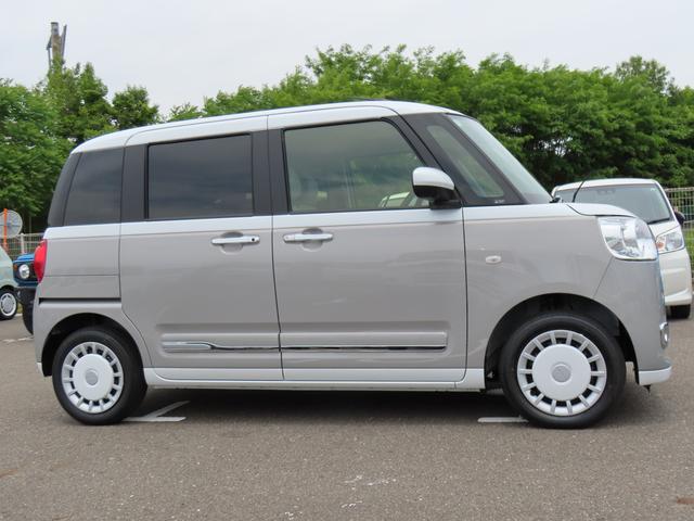 ムーヴキャンバスストライプスG2WD CVT 660cc 両側電動スライドドア オートエアコン シートヒーター 衝突被害軽減ブレーキ 横滑り防止装置 ABS アイドリングストップ プッシュボタンスタート 全方位モニター対応カメラ(福島県)の中古車