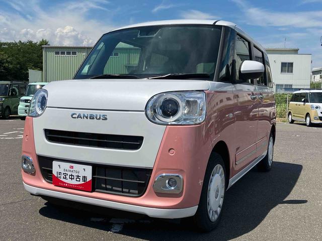 ムーヴキャンバスストライプスＧ２ＷＤ　ＣＶＴ　６６０ｃｃ　ディスプレイオーディオ　バックモニター　衝突被害軽減ブレーキ　横滑り防止装置　ＡＢＳ　アイドリングストップ　プッシュボタンスタート　両側電動スライドドア　前席シートヒーター（福島県）の中古車