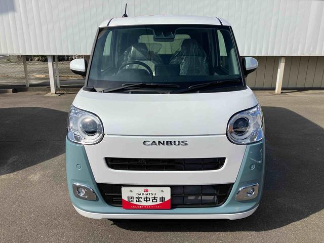 ムーヴキャンバスストライプスＧ　届出済未使用車２ＷＤ　ＣＶＴ　６６０ｃｃ　ディスプレイオーディオ　衝突被害軽減ブレーキ　横滑り防止装置　ＡＢＳ　サイドエアバッグ　アイドリングストップ　プッシュボタンスタート　両側電動スライドドア　届出済未使用車（福島県）の中古車