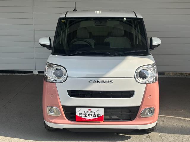 ムーヴキャンバスストライプスＧナビ取付時パノラマモニター対応　両側電動スライドドア　電動パーキングブレーキ　フロントシートヒーター　オートエアコン　電動格納式ドアミラー　プッシュスタートスイッチ　キーフリー　アイドリングストップ（奈良県）の中古車