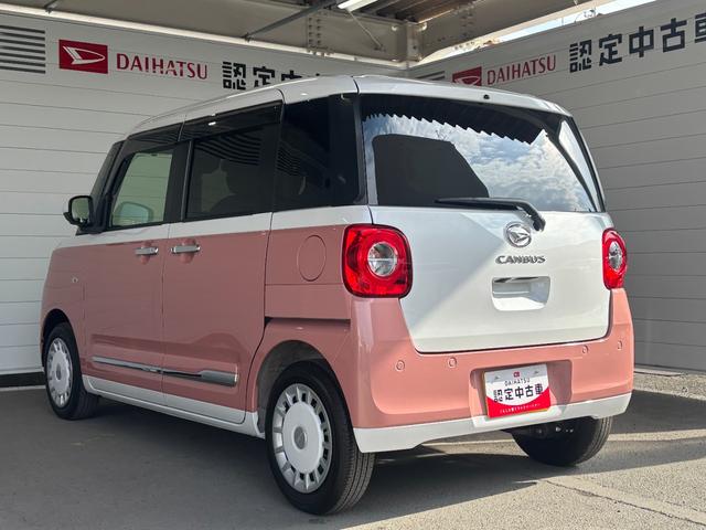 ムーヴキャンバスストライプスＧナビ取付時パノラマモニター対応　両側電動スライドドア　電動パーキングブレーキ　フロントシートヒーター　オートエアコン　電動格納式ドアミラー　プッシュスタートスイッチ　キーフリー　アイドリングストップ（奈良県）の中古車