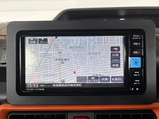 タントファンクロスターボナビゲーション　バックカメラ　電動パーキングブレーキ　両側電動スライドドア　アルミホイール　プッシュスタートスイッチ　キーフリーシステム　オートエアコン　電動格納式ドアミラー　アイドリングストップ機能（奈良県）の中古車