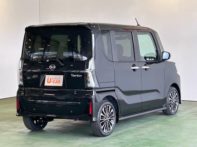 タントカスタムＲＳタ−ボ車　バックカメラ対応　衝突被害軽減ブレーキ　コ−ナ−センサ−　両側電動スライドドア　シ−トヒ−タ−　プッシュボタンスタ−ト　アイドリングストップ機能　電動パーキング（奈良県）の中古車