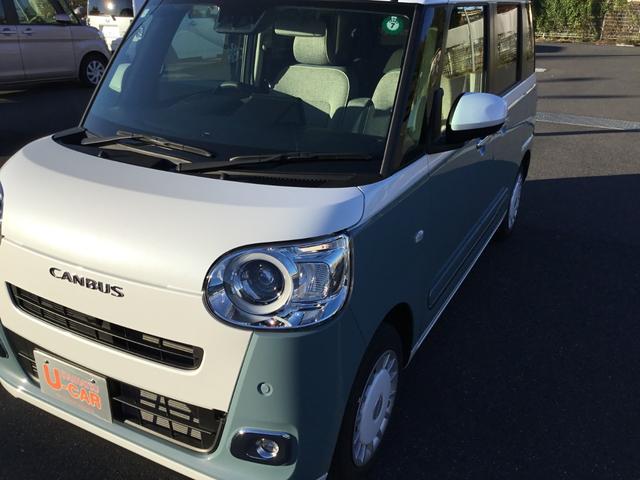 ムーヴキャンバスストライプスＧ一年保証・走行距離無制限　ＬＥＤヘッドランプ　ＬＥＤフォグ　３６０度スーパーＵＶ＆ＩＲカットガラス　ホッとカップホルダー　置きラクボックス　運転席助手席シートヒーター（埼玉県）の中古車