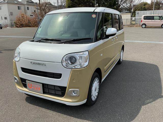 ムーヴキャンバスストライプスG1年保証距離無制限 走行距離95キロ 元試乗車 9インチディスプレイオーディオ Bluetooth 純正マット LEDヘッドランプ 電動格納式ドアミラー(埼玉県)の中古車