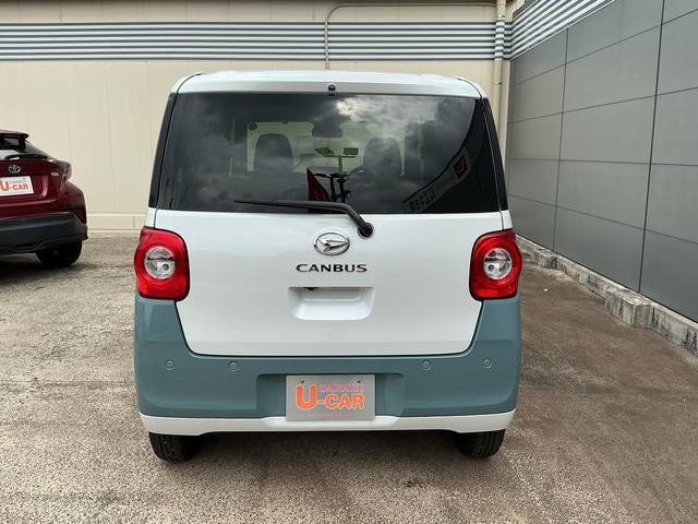 ムーヴキャンバスストライプスGターボ 走行2226キロ/両側電動スライドドア一年保証 走行距離無制限 距離2226キロ 全周囲カメラ クリアランスソナー オートライト LEDヘッドライト LEDフォグランプ シートヒーター 両側電動スライドドア(埼玉県)の中古車