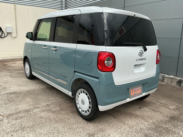 ムーヴキャンバスストライプスGターボ 走行2226キロ/両側電動スライドドア一年保証 走行距離無制限 距離2226キロ 全周囲カメラ クリアランスソナー オートライト LEDヘッドライト LEDフォグランプ シートヒーター 両側電動スライドドア(埼玉県)の中古車