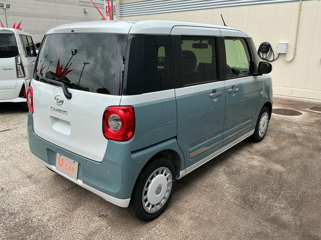 ムーヴキャンバスストライプスGターボ 走行2226キロ/両側電動スライドドア一年保証 走行距離無制限 距離2226キロ 全周囲カメラ クリアランスソナー オートライト LEDヘッドライト LEDフォグランプ シートヒーター 両側電動スライドドア(埼玉県)の中古車