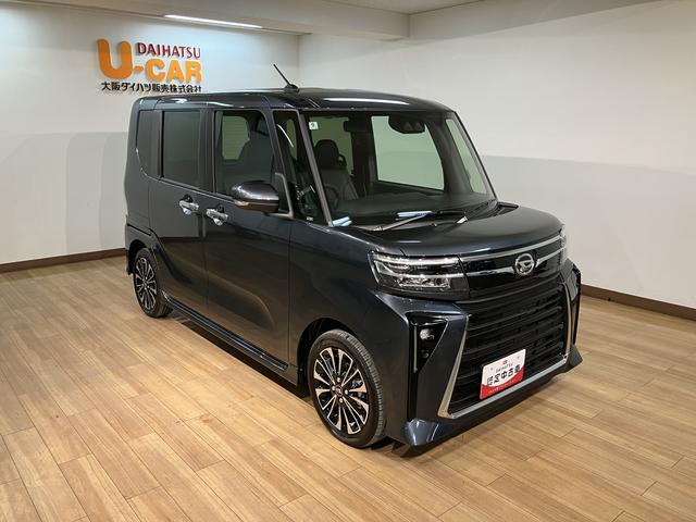 タントカスタムＲＳ　届出済未使用車　サポカーＳワイド適合届出済未使用車・ターボエンジン・バックカメラ・衝突回避支援ブレーキ・前後コーナーセンサー・誤発信抑制機能ブレーキ・電動パーキングブレーキ・シートヒーター・両側電動スライドドア・１５インチアルミホイール（大阪府）の中古車