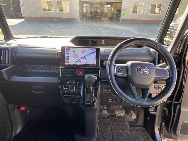 タントカスタムＸ　バックモニターダイハツ認定中古車　予防安全機能スマートアシスト搭載　アイドリングストップ　バックモニター　純正ナビゲーション　両側パワースライドドア　シートリフター　ドライブレコーダー　ＥＴＣ車載器　キーフリーキー（京都府）の中古車