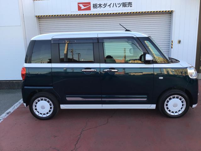 ムーヴキャンバスストライプスＧナビ　パノラマモニター　車線逸脱　コーナーソナー　イモビライザー　衝突安全ボディ　キーフリー　ＬＥＤライト　ベンチシート　オートハイビーム　オートライト　ハンズフリー両側電動ドア　前後誤発進抑制（栃木県）の中古車